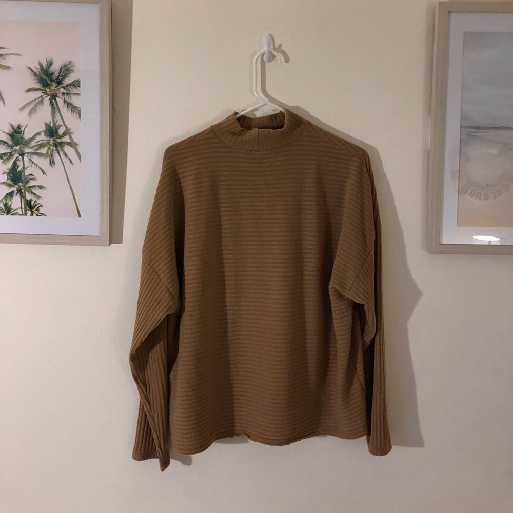 Long-sleeve tan turtleneck